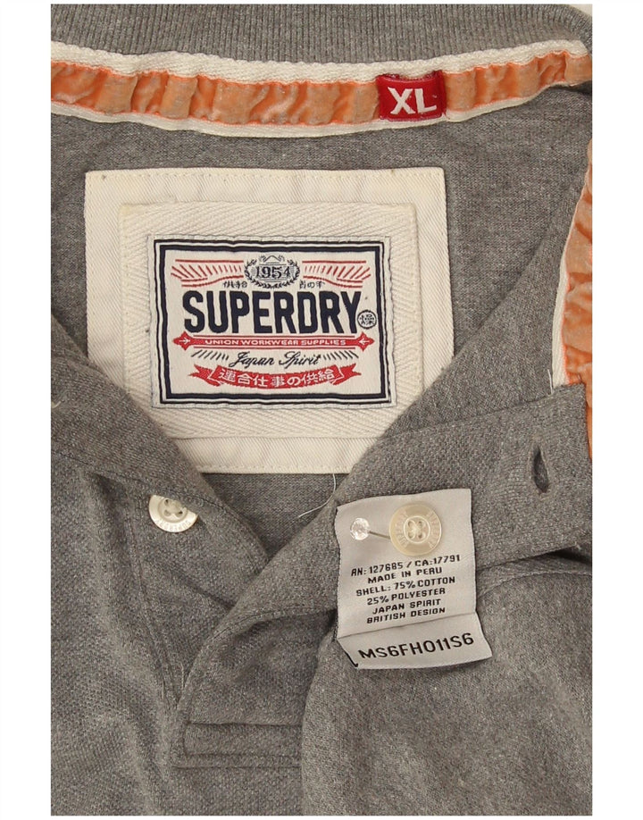 Superdry Herren-Poloshirt XL aus grauer Baumwolle