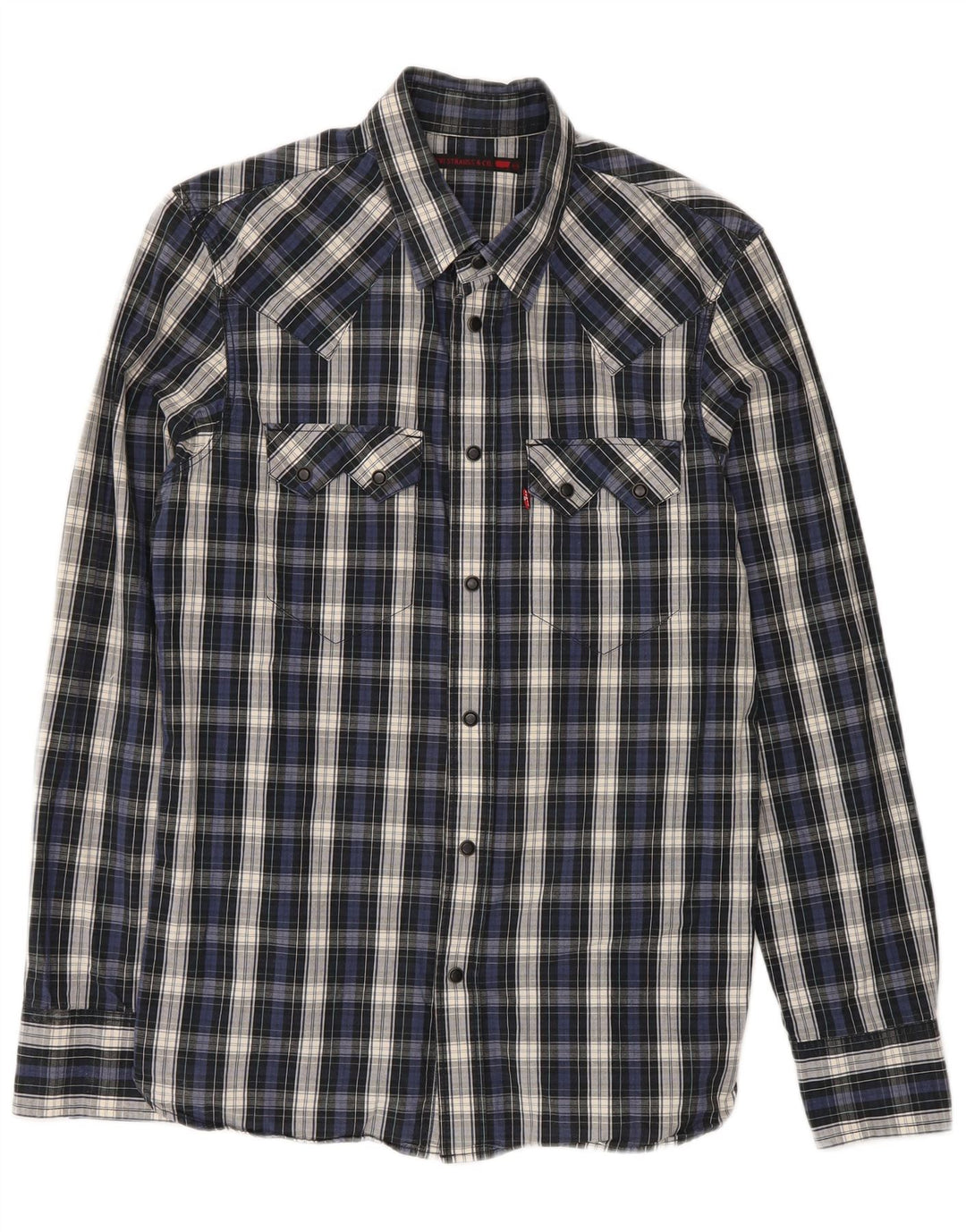 Levi's Herren-Hemd aus mittelblauer Baumwolle mit Karomuster in Marineblau