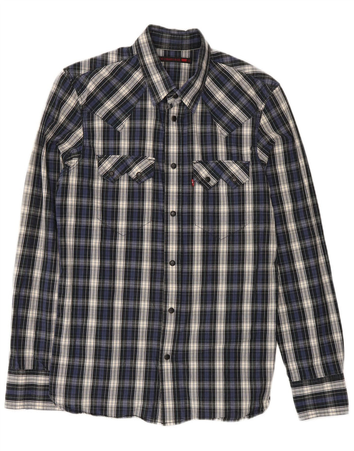 Levi's Herren-Hemd aus mittelblauer Baumwolle mit Karomuster in Marineblau