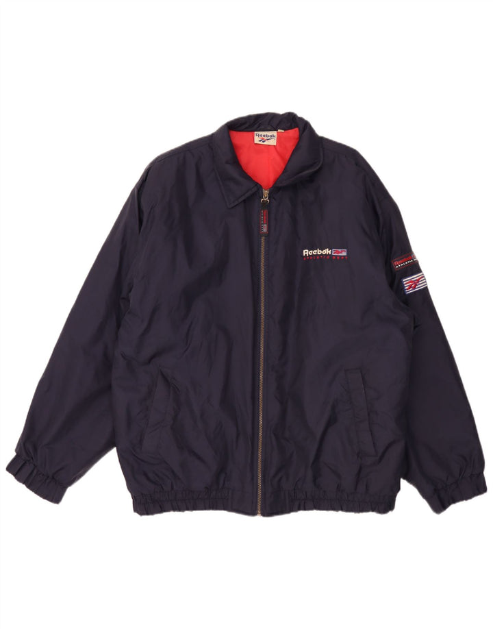 Reebok Herren Graphic Bomberjacke UK 42 XL Marineblaues Nylon