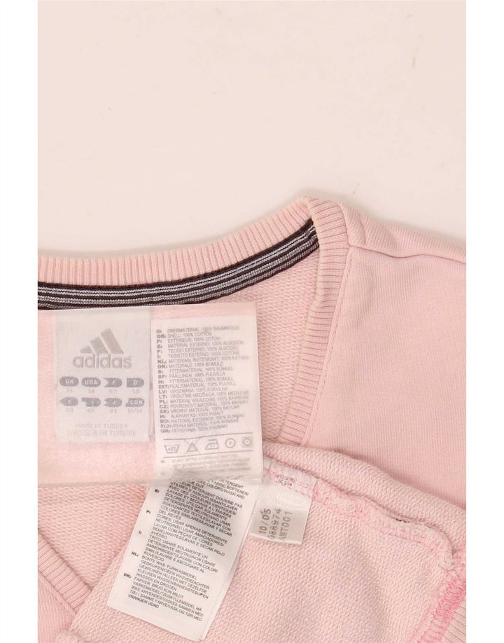 Adidas Damen Sweatshirt Pullover UK 14 Mittelrosa Baumwolle