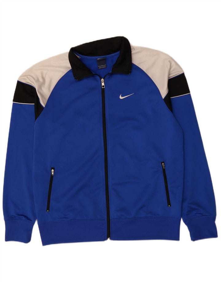 Nike Herren-Trainingsanzug-Topjacke, großes, blaues Farbblock-Polyester
