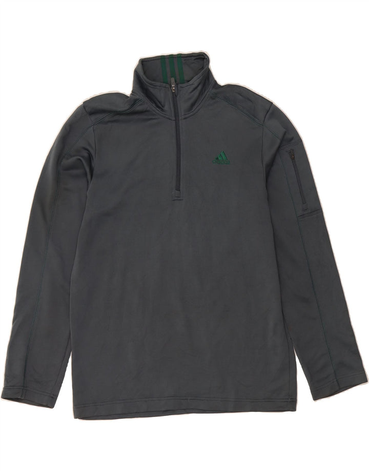 ADIDAS Mens Zip Neck Pullover Tracksuit Top Medium Grey Polyester Vintage Adidas and Second-Hand Adidas from Messina Hembry 