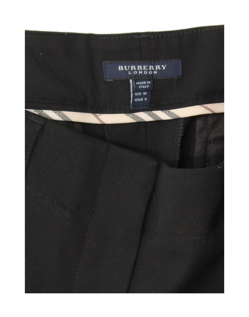 BURBERRY Womens Straight Cropped Trousers UK 10 Small W37 L22 Black Wool Vintage Burberry and Second-Hand Burberry from Messina Hembry 