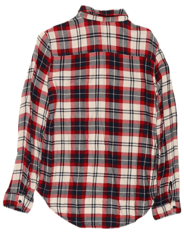 Zara Damen Longline Loose Fit Flanellhemd UK 10 Small Red Plaid