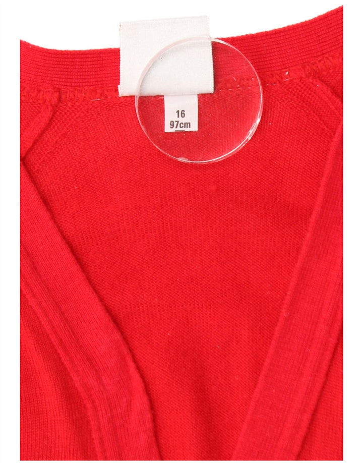 FIRST AVENUE Damen-Cardigan-Pullover UK 16 Große rote Schurwolle