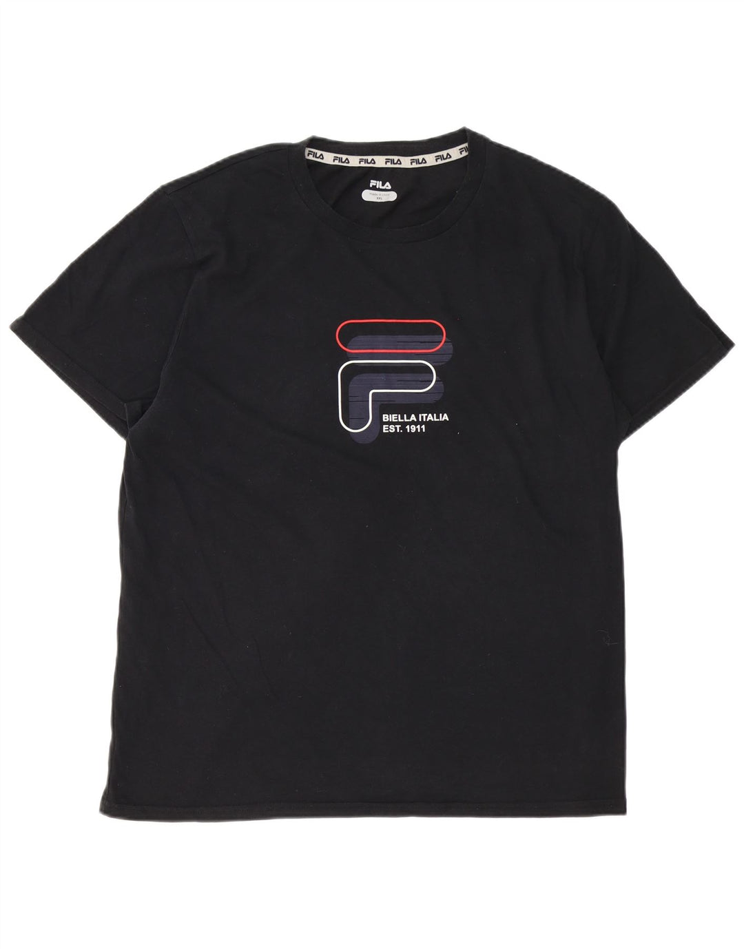FILA Herren Grafik T-Shirt Top 2XL Schwarz Baumwolle