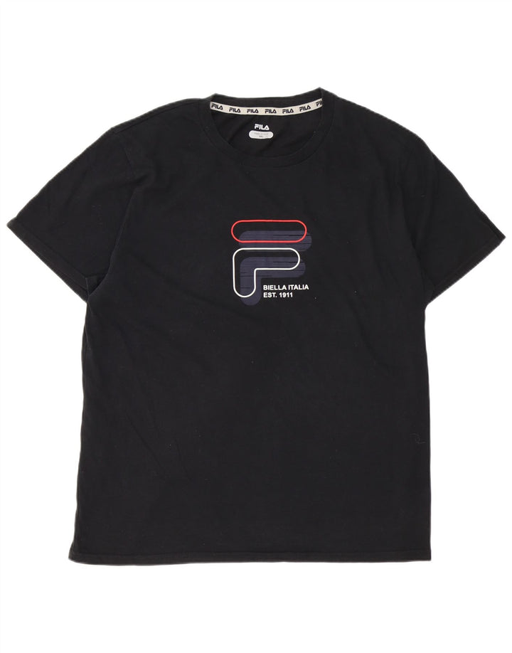 FILA Herren Grafik T-Shirt Top 2XL Schwarz Baumwolle