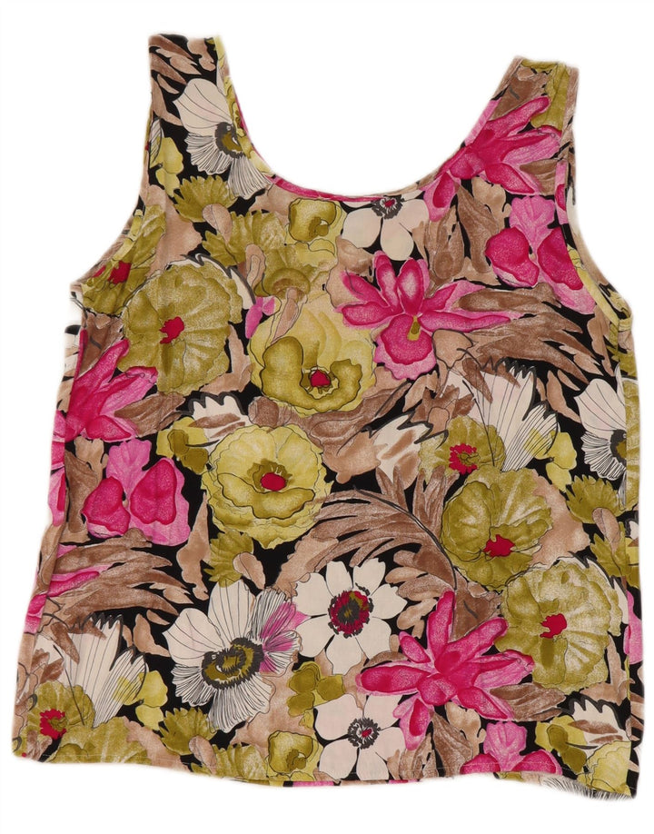 Vintage Damen Crop Ärmelloses Blusentop IT 44 Medium Mehrfarbig geblümt