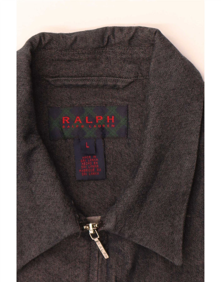 Ralph Lauren Damen Bomberjacke UK 14 Große graue Baumwolle