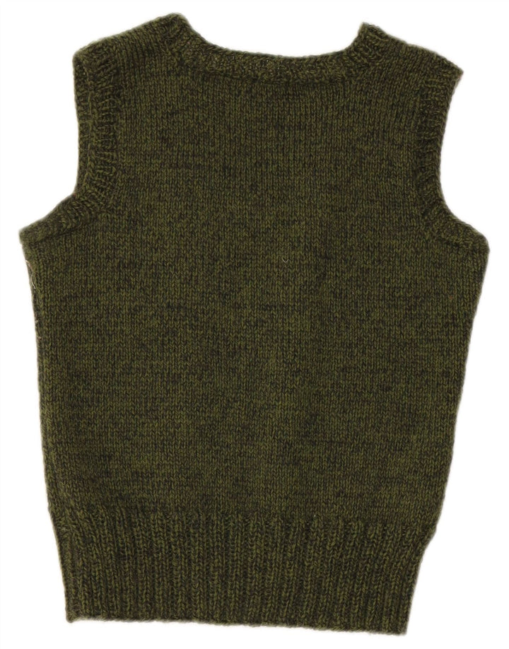 VINTAGE Damen Crop Vest Tank Top UK 10 Small Khaki