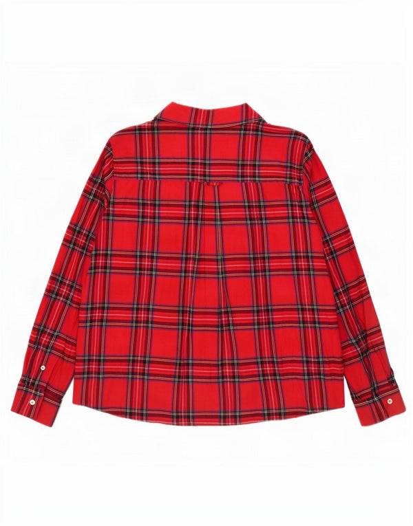 Benetton Damen-Flanellhemd, UK 16, Größe L, rot, kariert, Baumwolle