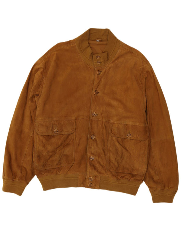 Luca D'altieri Herren Wildleder Bomberjacke IT 56 3XL Braunes Leder