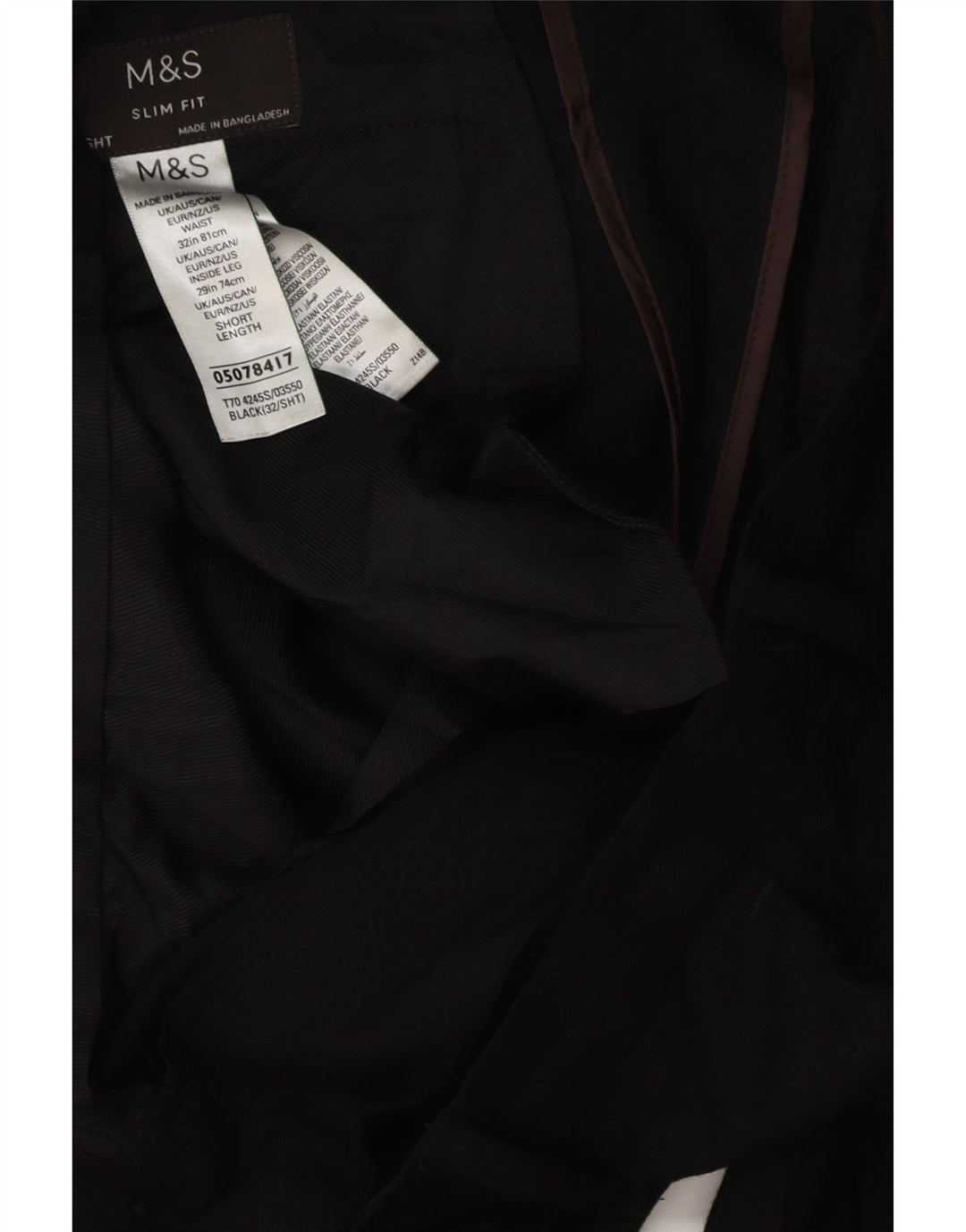 MARKS & SPENCER Herren Slim Fit Chinohose W32 L28 Schwarz Polyester