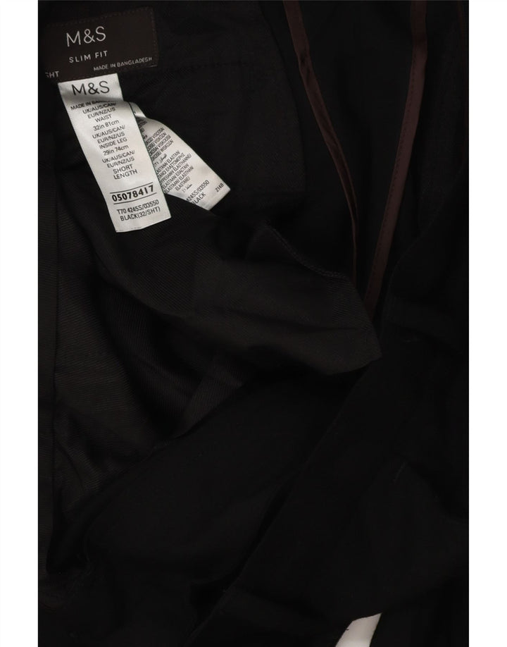 MARKS & SPENCER Herren Slim Fit Chinohose W32 L28 Schwarz Polyester