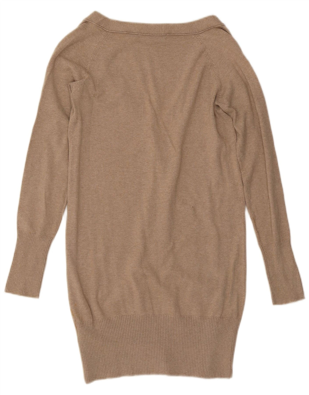 Zara Damen Longline-Cardigan-Pullover UK 12 Mittelbeige Baumwolle