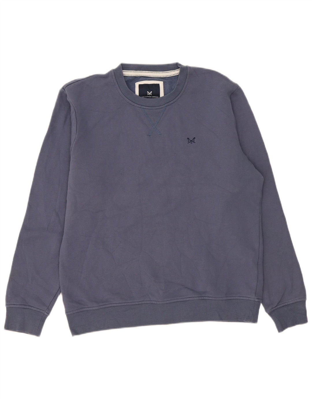 Crew Clothing Herren-Sweatshirt-Pullover aus mittelblauer Baumwolle