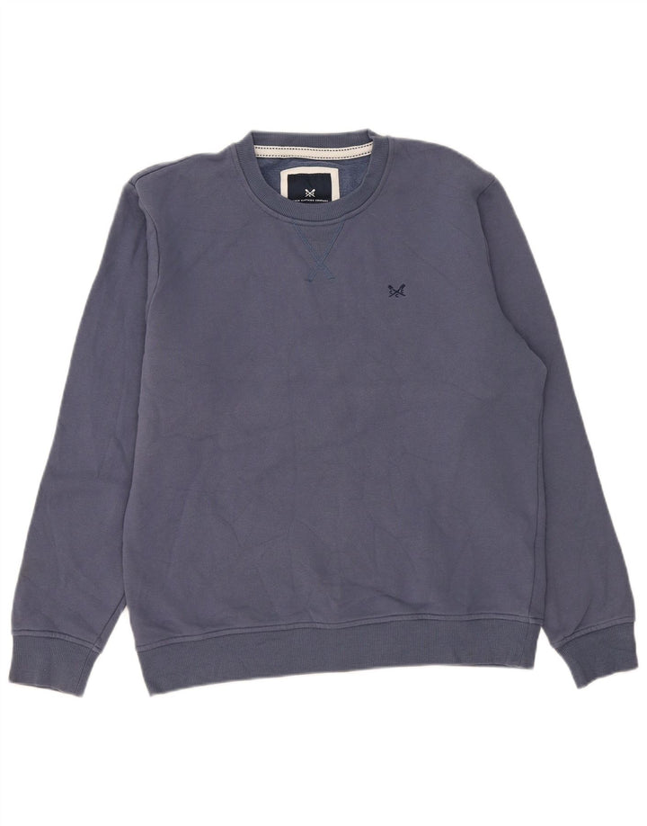 Crew Clothing Herren-Sweatshirt-Pullover aus mittelblauer Baumwolle