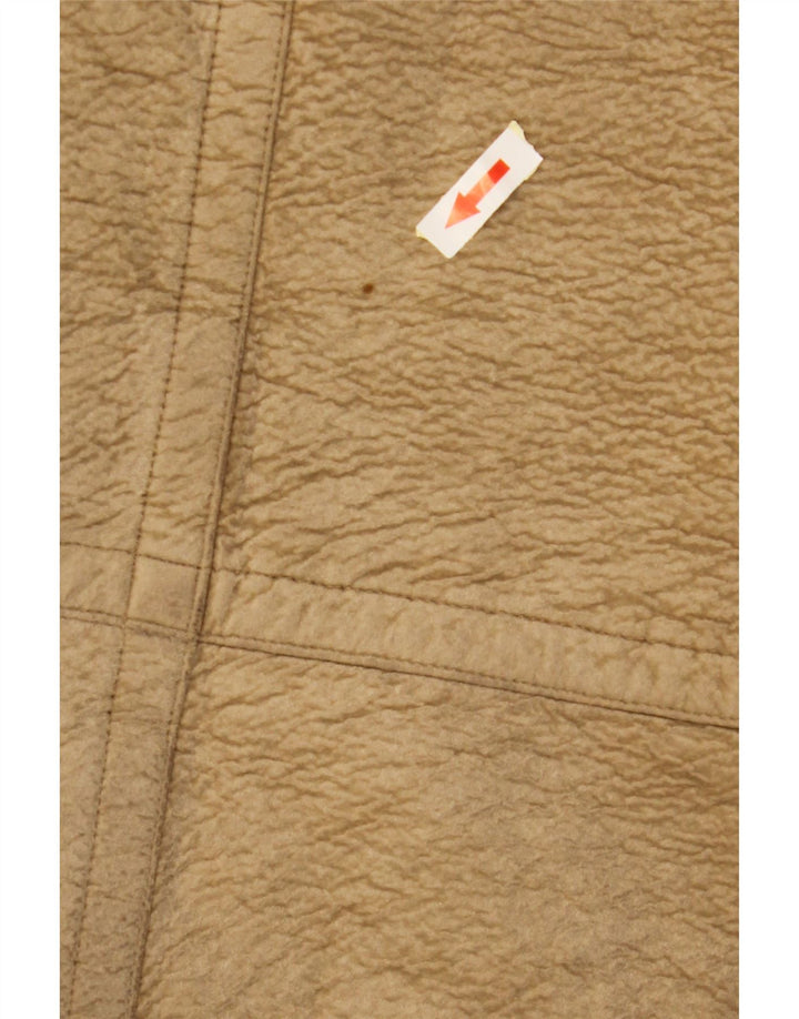 VINTAGE Zweireihiger Damen-Ledermantel UK 6 XS Brauner Farbblock