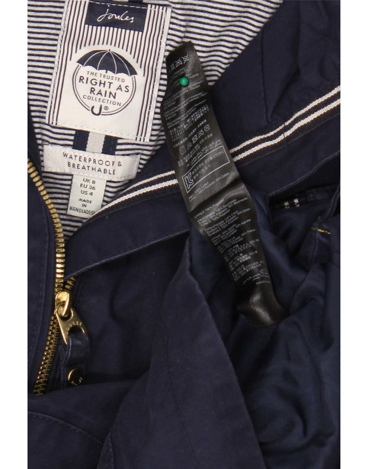Joules Damen-Regenjacke mit Kapuze, UK 8, Größe S, Marineblau, Baumwolle