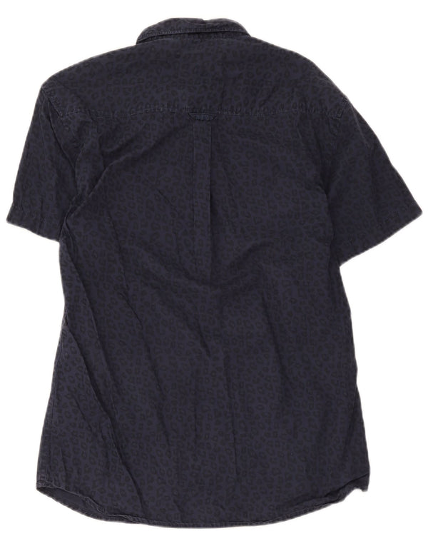 Jack & Jones Herren-Kurzarmhemd, groß, marineblau, Baumwolle mit Animal-Print