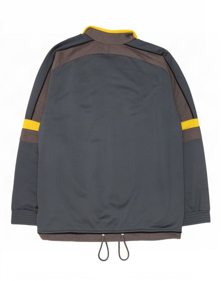 Brugi Herren-Trainingsanzugoberteil mit Grafik, XL, graues Farbblock-Polyester