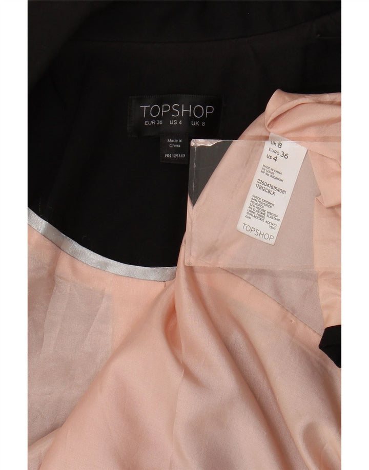 Topshop Womens Open Blazer Jacke UK 8 Small Schwarz Polyester