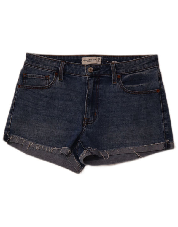 ABERCROMBIE & FITCH Damen-Jeansshorts mit mittelhohem Bund, US 8, Mittel W29, Blau
