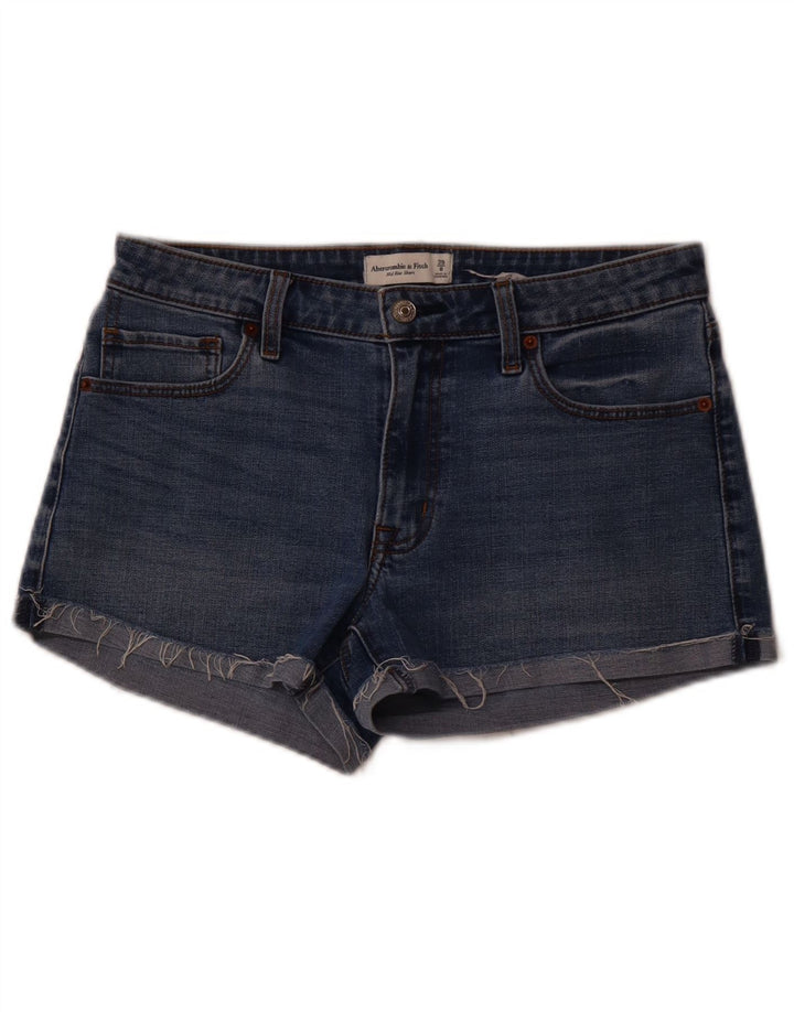 ABERCROMBIE & FITCH Damen-Jeansshorts mit mittelhohem Bund, US 8, Mittel W29, Blau