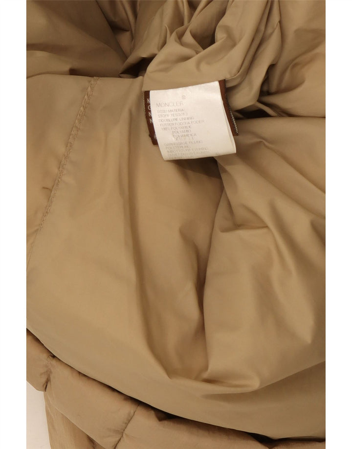 Gepolsterter Damenmantel von Moncler, Größe 2, mittelbeigefarbenes Polyamid