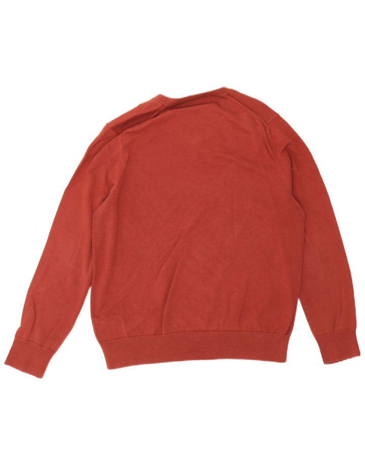 Marks & Spencer Herren-Pullover mit V-Ausschnitt, groß, kastanienbraune Baumwolle