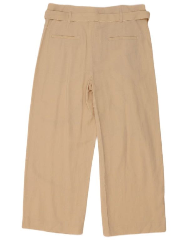 Zara Damen-Chinohose mit hoher Taille und Pegged, Größe L, W30, L27, Beige, Polyester