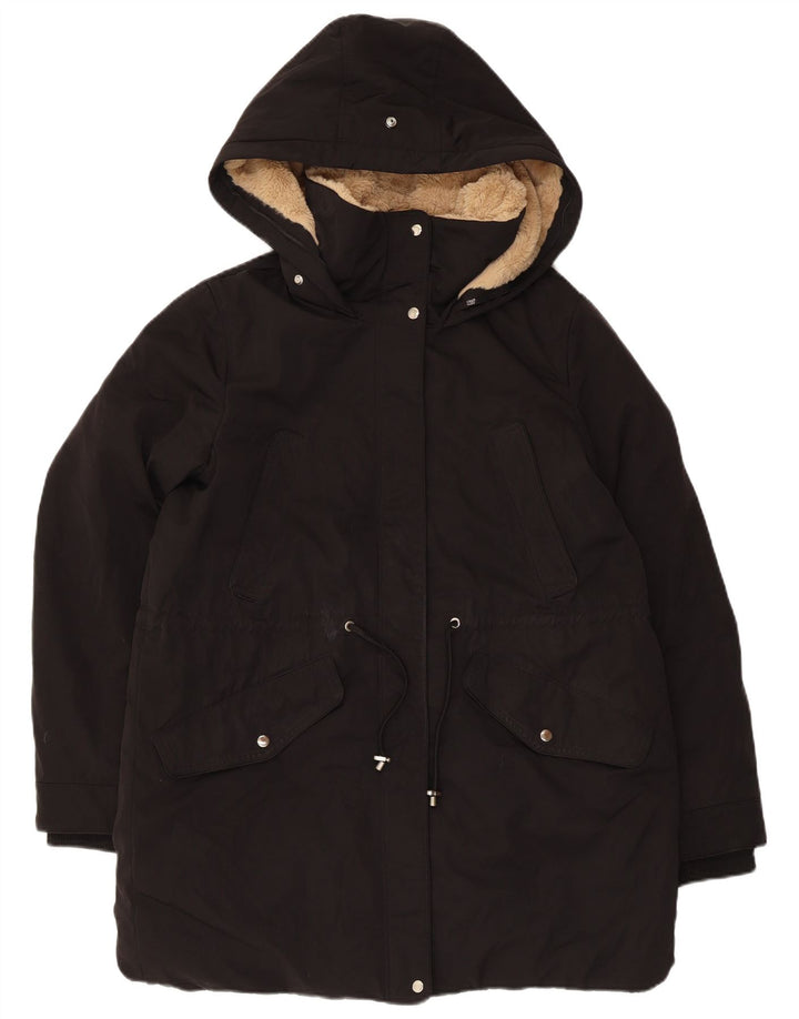 Zara Damen-Parka mit Kapuze, UK 14, Mittelschwarz, Polyester