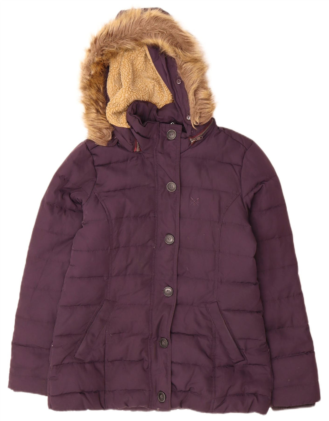 Crew Clothing Wattierte Damenjacke mit Kapuze, UK 10, Größe S, Lila, Polyester