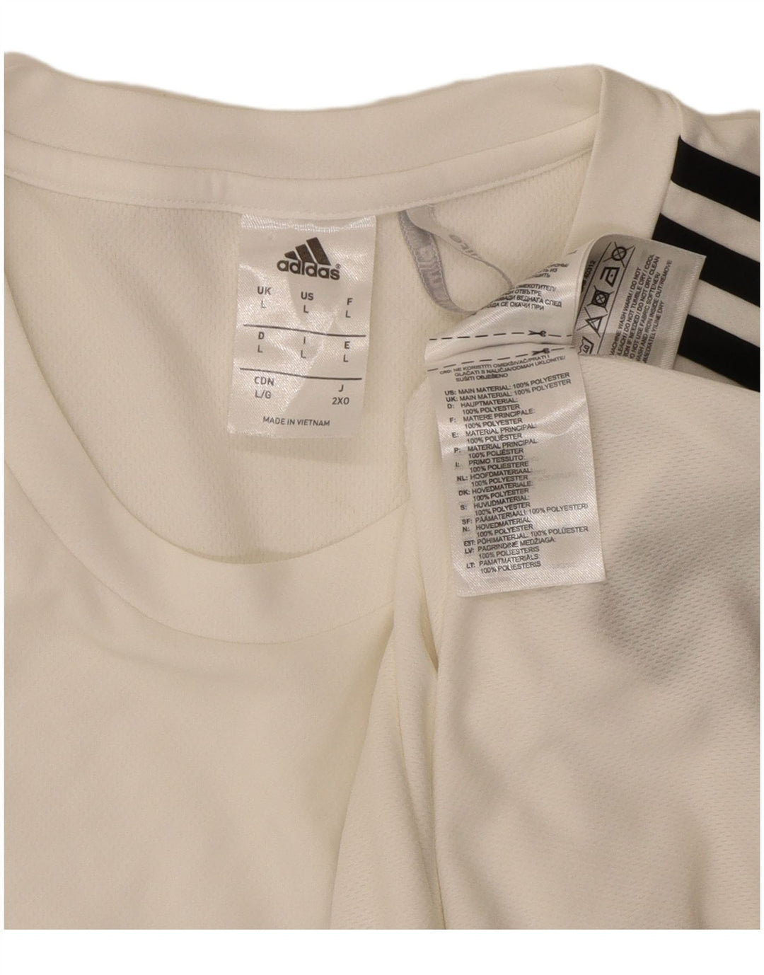 Adidas Herren Climalite T-Shirt Top Large Weiß Colourblock Polyester