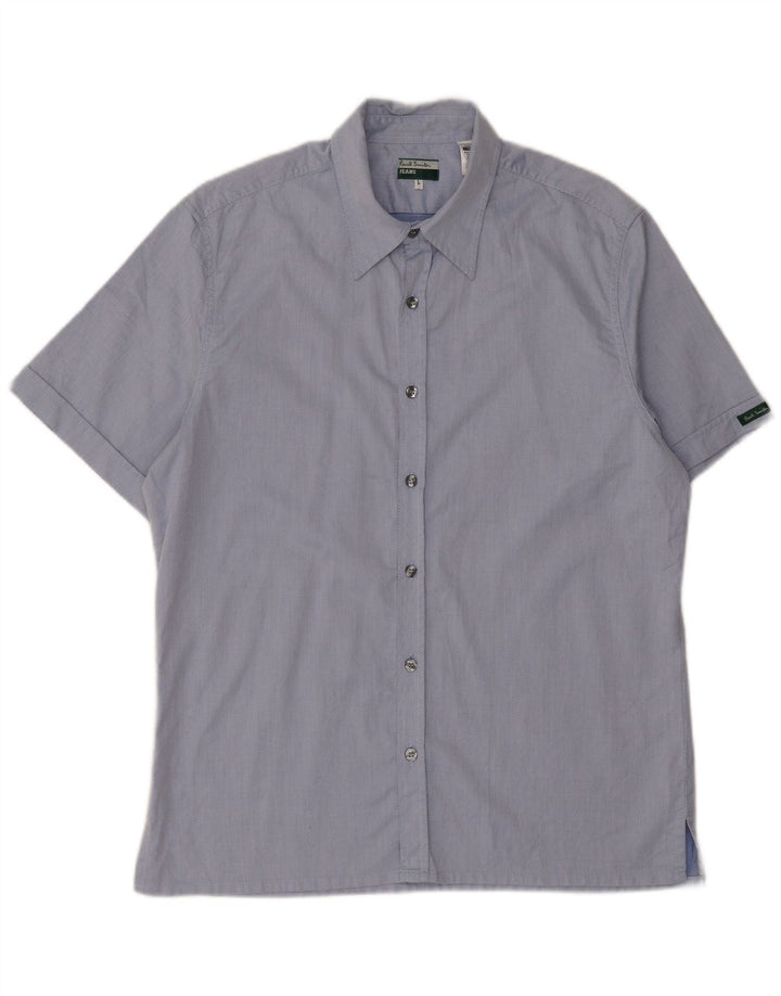 Paul Smith Herren-Kurzarmhemd, groß, blau gefleckte Baumwolle