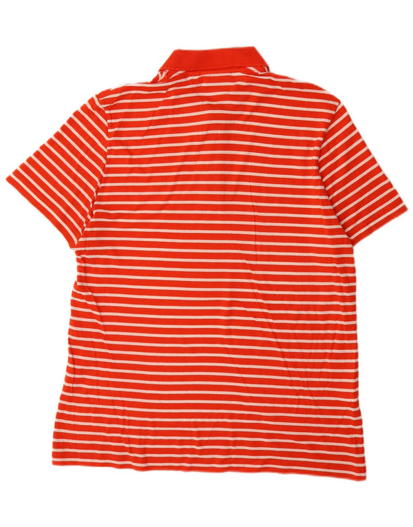 Lacoste Herren-Poloshirt mit normaler Passform, Größe 5, groß, orange gestreift, Baumwolle