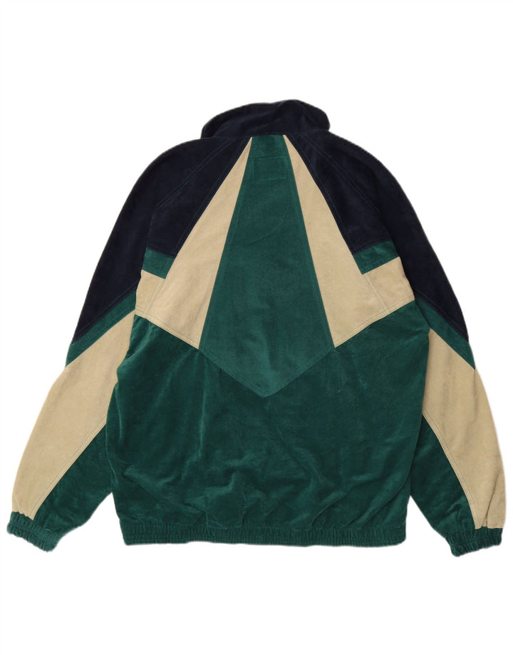 MC KEE'S Herren-Trainingsanzug aus Velours, Mittelgrün, Farbblock-Polyester