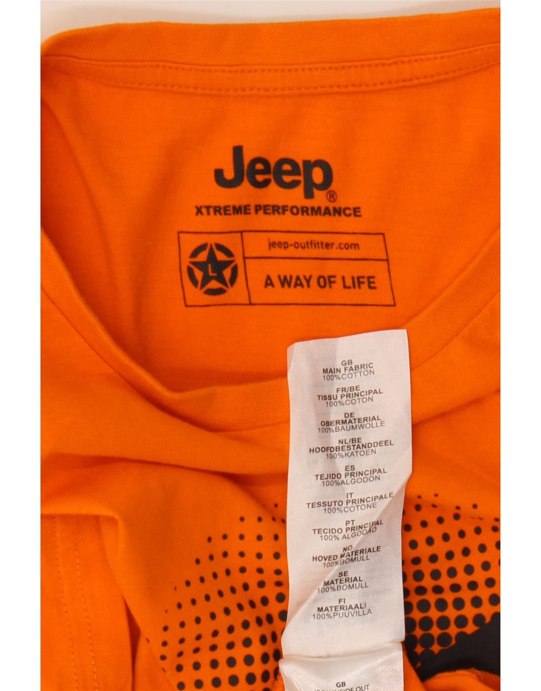 Jeep Herren-T-Shirt mit Grafik, groß, aus orangefarbener Baumwolle