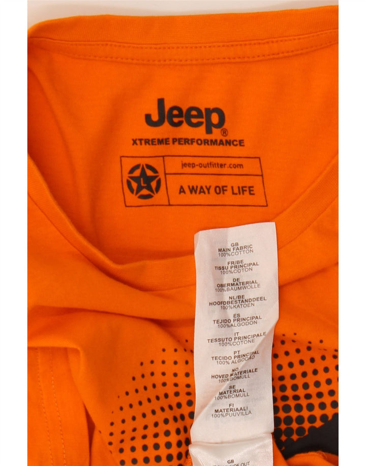 Jeep Herren-T-Shirt mit Grafik, groß, aus orangefarbener Baumwolle