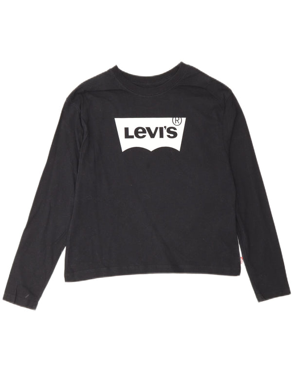 Levi's Mädchen-Grafikoberteil, langärmlig, 11–12 Jahre, schwarze Baumwolle