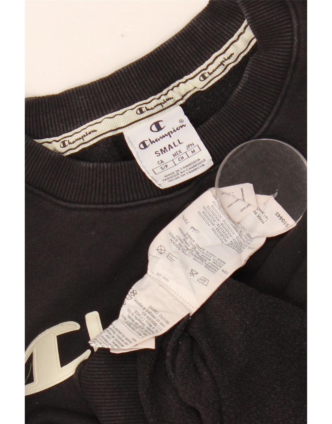 CHAMPION Damen-Sweatshirt mit Grafik, UK 10, Größe S, Schwarz, Baumwolle