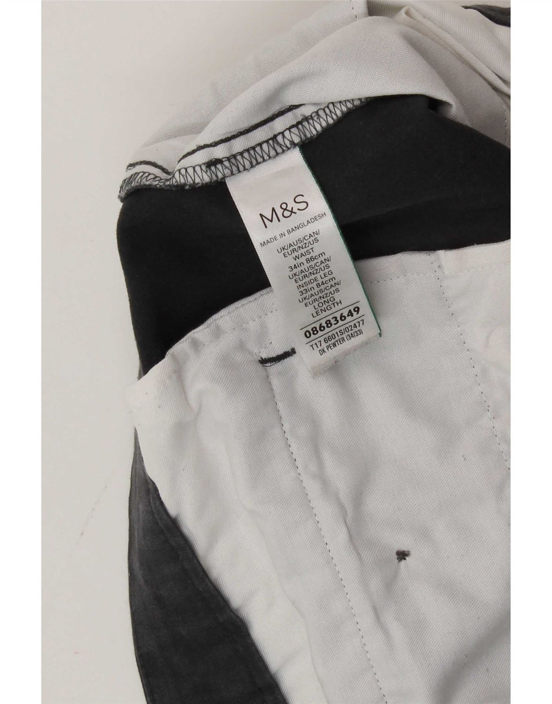 Marks & Spencer Slim Chino-Hose für Herren, W34, L33, graue Baumwolle