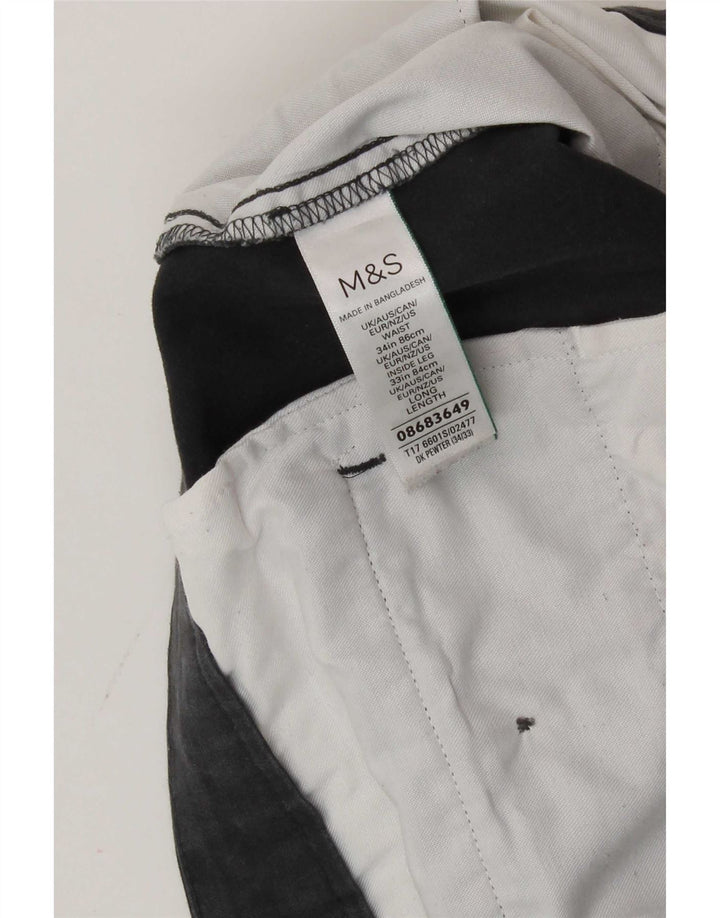 Marks & Spencer Slim Chino-Hose für Herren, W34, L33, graue Baumwolle