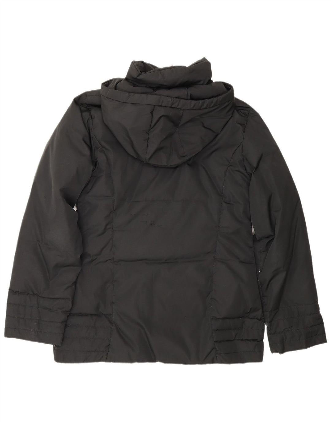 Moncler Damen-Jacke mit Kapuze, gepolstert, Größe 2, mittelgroß, schwarzes Polyester