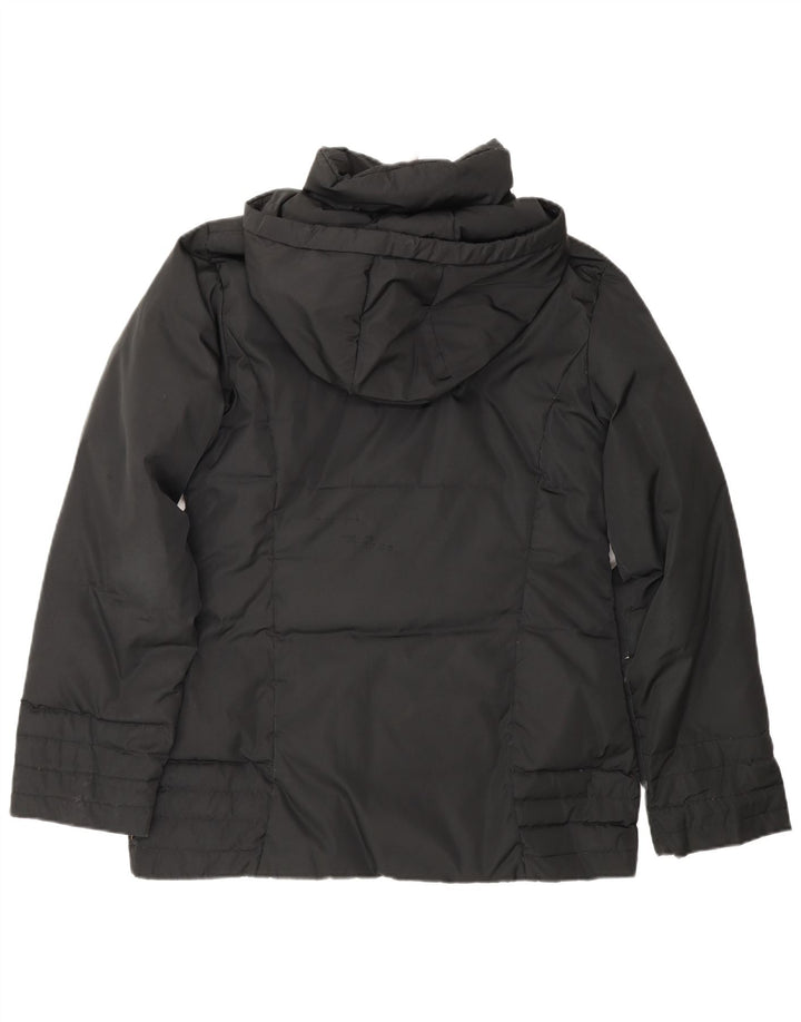 Moncler Damen-Jacke mit Kapuze, gepolstert, Größe 2, mittelgroß, schwarzes Polyester