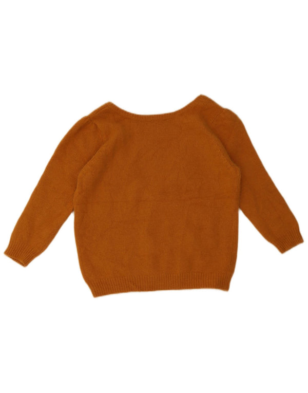 Zara Damen Crop 3/4 Ärmel Pullover mit V-Ausschnitt UK 14 Mittelorange