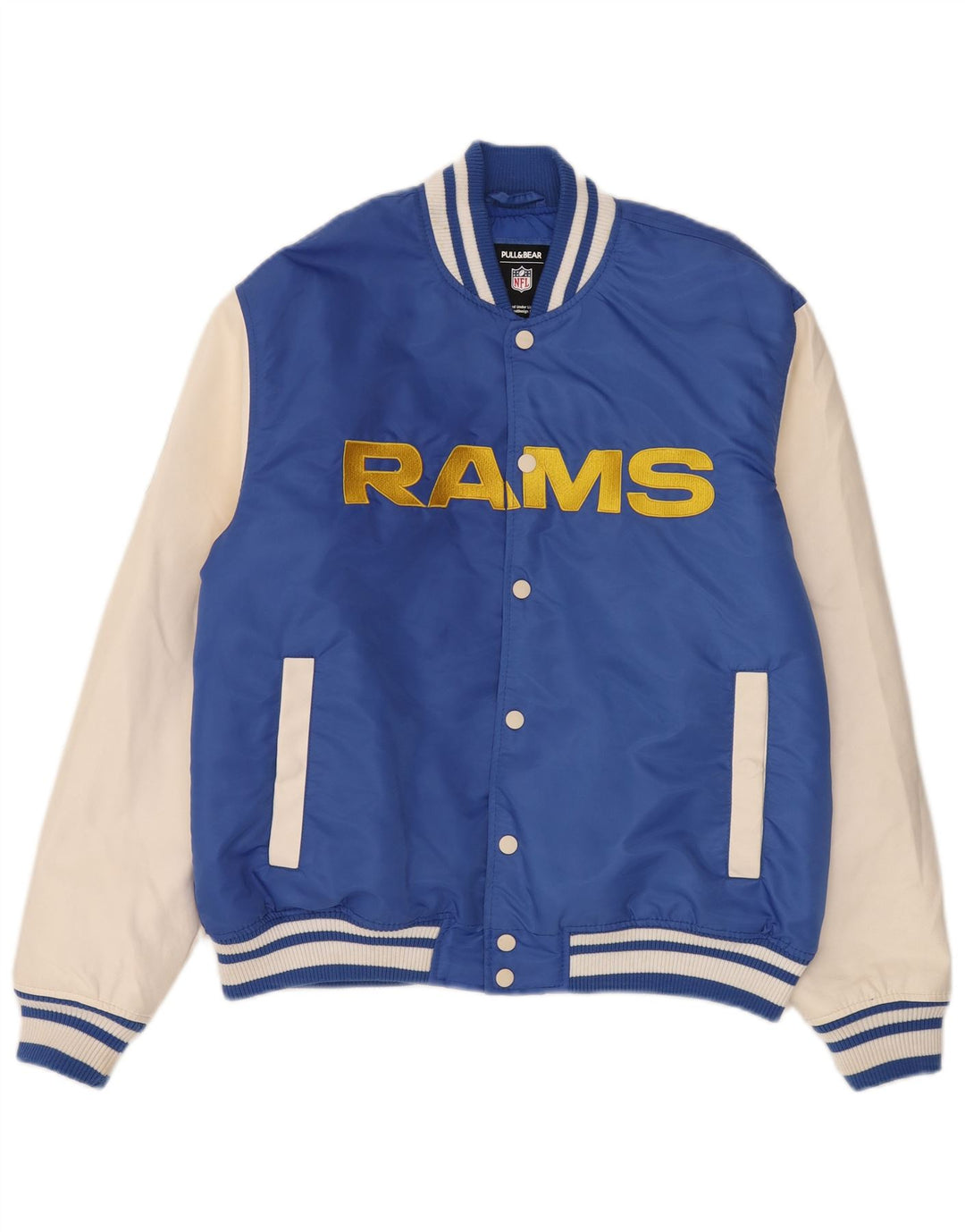Pull & Bear Herren Los Angeles Rams Varsity Jacke UK 38 Mittelblau Sport