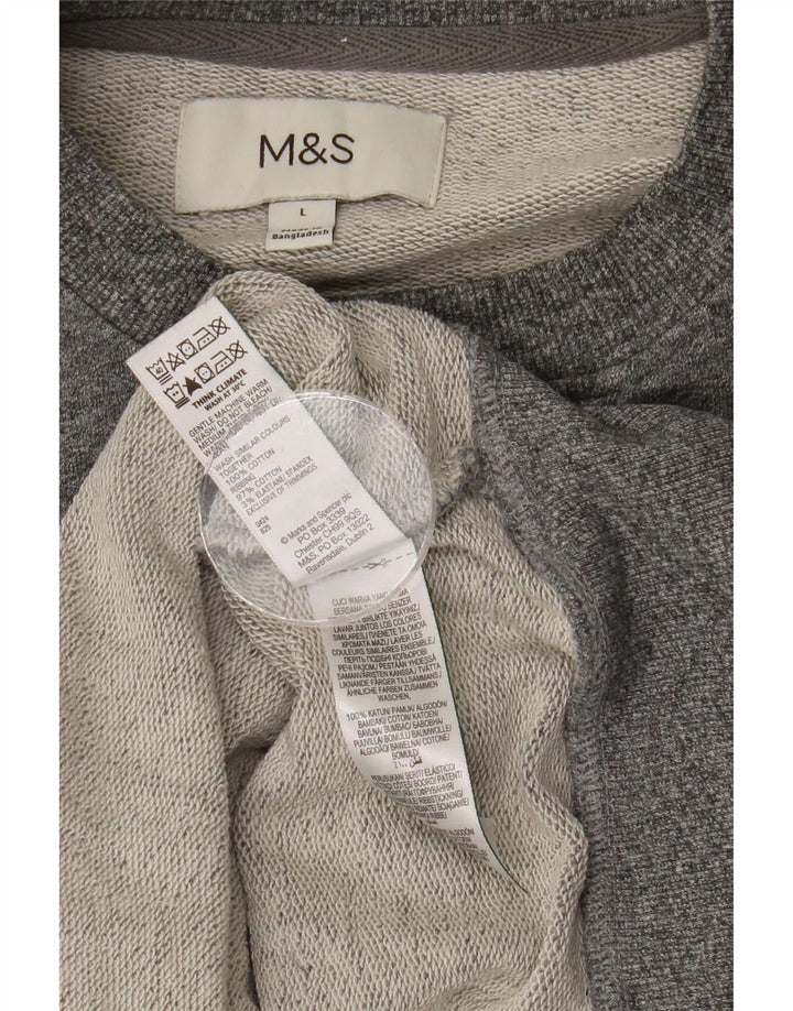Marks & Spencer Herren-Sweatshirt-Pullover, große grau gefleckte Baumwolle