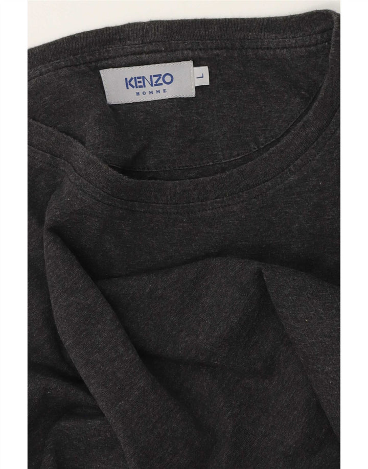 Kenzo Herren Grafik-Top, langärmelig, Größe L, Grau